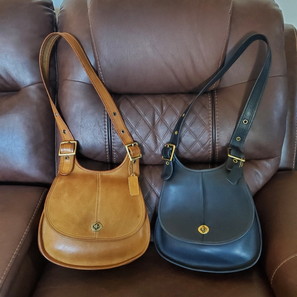 Vintage Coach Leather Crescent Shoulder Handbag 9235 Lot NYC HTF GUC